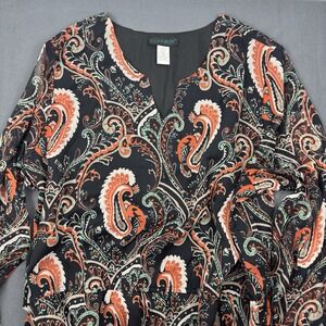 ULLA POPKEN Womens BOHO Paisley‎ Midi A lined long sleeve dress - 20/22